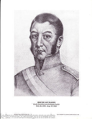 Jose De San Martin South American Revolutionary Leader Vintage Portrait Print - K-townConsignments