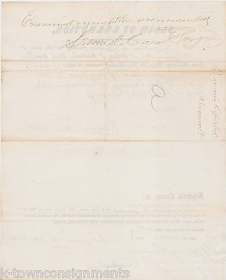 CIVIL WAR EXEMPTION FOR DEAFNESS ANTIQUE MILITARY DOC SIGNED BY SURGEON CROSS - K-townConsignments