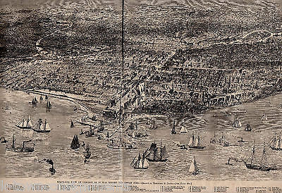 CHICAGO BEFORE THE GREAT FIRE ZOO ELEPHANTS HARPER'S WEEKLY ENGRAVING PRINT 1871 - K-townConsignments