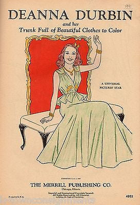 DEANNA DURBIN & HER TRUNK FULL OF CLOTHS COLORING BOOK UNIVERSAL PICTURES STAR - K-townConsignments