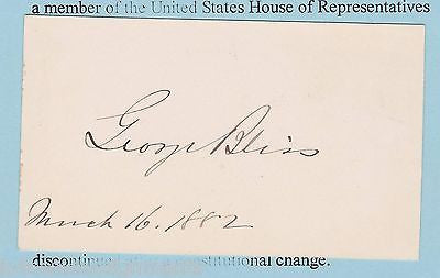 GEORGE BLISS OHIO CONGRESSMAN UNION NATIONAL CONVENTION ANTIQUE AUTOGRAPH SIGNED - K-townConsignments