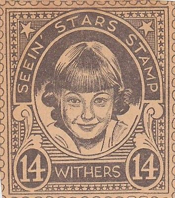 JANE WITHERS MOVIE ACTRESS VINTAGE SEEIN STARS STAMP GRAPHIC PHOTO PROMO - K-townConsignments