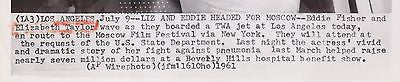 ELIZABETH TAYLOR EDDIE FISHER TWA TRANSWORLD AIRLINES VINTAGE FLIGHT PRESS PHOTO - K-townConsignments