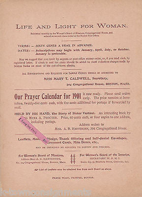 LIFE & LIGHT FOR WOMAN CHRISTIAN MISSIONARIES TO HINDUS 1901 CHURCH HISTORY BOOK - K-townConsignments