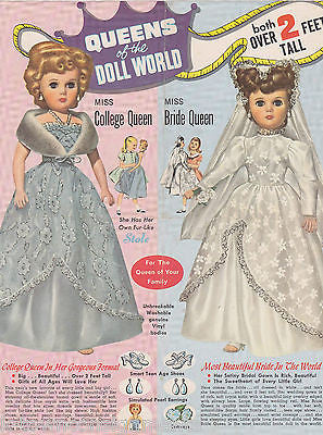 BRIDE & COLLEGE QUEENS OF THE WORLD VINTAGE ROYALTY DOLLS GRAPHIC AD PRINT - K-townConsignments