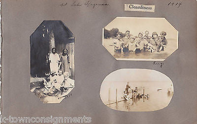 LAKE KEGONSA WISCONSIN GIRLS & BOYS PLAYING ANTIQUE SNAPSHOT PHOTOS 1914 - K-townConsignments