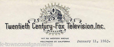 LEE WALLACE 20th CENTURY FOX EXEC AUTOGRAPH SIGNED LETTERHEAD TO ART CARNEY 1963 - K-townConsignments
