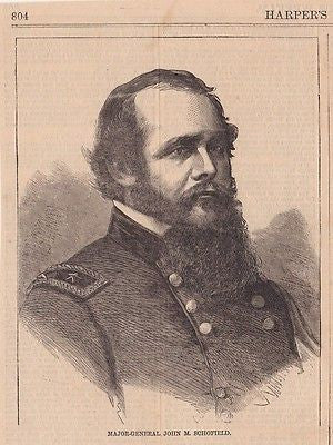 JOHN SCHOFIELD UNION CIVIL WAR GENERAL SECRETARY OF WAR ANTIQUE PHOTO ENGRAVING - K-townConsignments