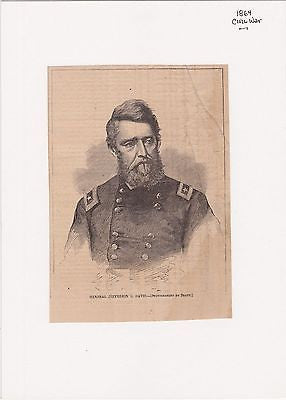 JEFFERSON C. DAVIS UNION CIVIL WAR GENERAL ANTIQUE GRAPHIC ENGRAVING PRINT - K-townConsignments