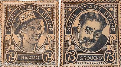 HARPO GROUCHO MARX BROS VINTAGE SEEIN STARS STAMP GRAPHIC COLLECTOR CLIPPINGS - K-townConsignments