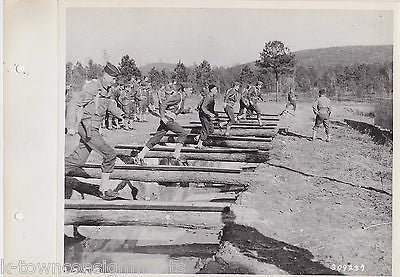 27TH DIVISION RUNNING OVER MOAT FT McCLELLAN VINTAGE WWII MILITARY FILE PHOTO - K-townConsignments