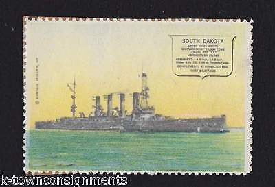 USS SOUTH DAKOTA NAVAL BATTLESHIP VINTAGE ENRIQUE MULLER GRAPHIC POSTAGE STAMP - K-townConsignments