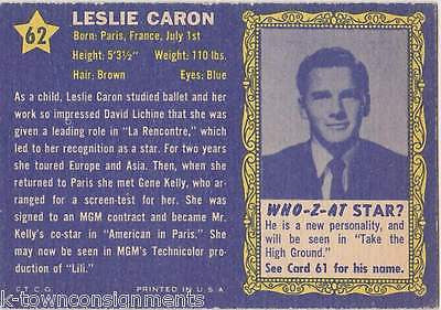LESLIE CARON MGM MOVIE ACTRESS VINTAGE WHO-Z-AT STAR PHOTO CARD - K-townConsignments