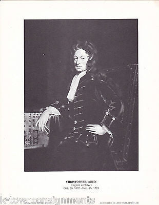 Christopher Wren English Architect Vintage Portrait Gallery Poster Print - K-townConsignments