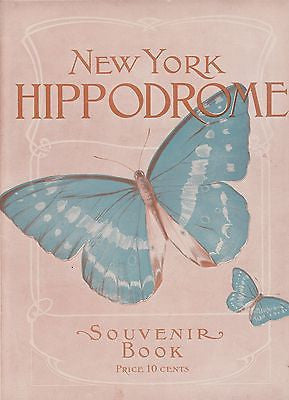 NEW YORK HIPPODROME ANTIQUE BUTTERFLY GRAPHIC ART COVER THEATRE SOUVENIR PROGRAM - K-townConsignments