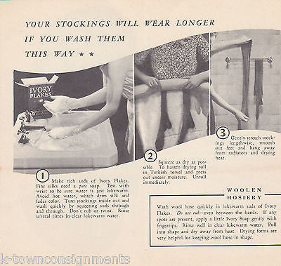 HOW TO WASH YOUR STOCKINGS VINTAGE WOMANS HOSERY GRAPHIC AD FLYER - K-townConsignments