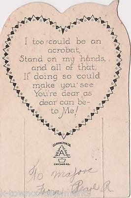 ACROBAT BOY & TRAPEZE GIRL VINTAGE VALENTINE'S DAY GRAPHIC ART GREETINGS CARDS - K-townConsignments