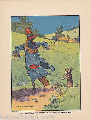 Scarecrow & Puppy Dog Vintage Stuart Barker Fairy Tale Nursery Rhyme Poem Print - K-townConsignments