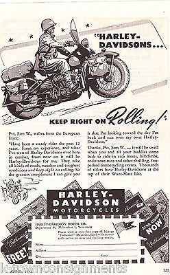 HARLEY DAVIDSON KEEP RIGHT ON ROLLING VINTAGE GRAPHIC ADVERTISTING POSTER PRINT - K-townConsignments