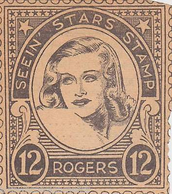 GINGER ROGERS MOVIE ACTRESS VINTAGE SEEIN STARS STAMP GRAPHIC PROMO CLIPPING - K-townConsignments