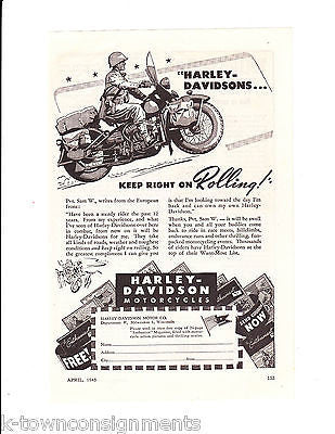 HARLEY DAVIDSON KEEP RIGHT ON ROLLING VINTAGE GRAPHIC ADVERTISTING POSTER PRINT - K-townConsignments