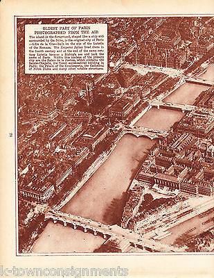 ORIGINAL CITY OF PARIS L'ILE DE LA CITE NUCLEUS OF PARIS PHOTO POSTER PRINT 1921 - K-townConsignments