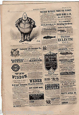 CHICAGO BEFORE THE GREAT FIRE ZOO ELEPHANTS HARPER'S WEEKLY ENGRAVING PRINT 1871 - K-townConsignments