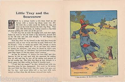 Scarecrow & Puppy Dog Vintage Stuart Barker Fairy Tale Nursery Rhyme Poem Print - K-townConsignments