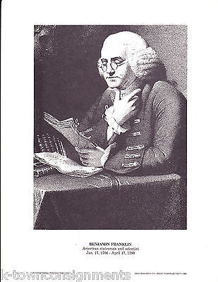 Benjamin Franklin American Statesman & Scientist Vintage Portrait Print - K-townConsignments