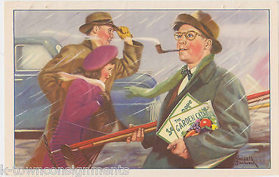 GARDENING IN WINTER SMOKING PIPE HUMOROUS VINTAGE SAMBROOK GRAPHIC ART PRINT - K-townConsignments
