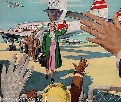 TWA AIRLINES GRANDMA LEADS A FAST LIFE VINTAGE GRAPHIC ADVERTISING POSTER PRINT - K-townConsignments