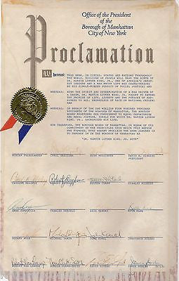 MARTIN LUTHER KING Jr MANHATTAN NEW YORK CITY COUNCIL AUTOGRAPHED PROCLAMATION - K-townConsignments