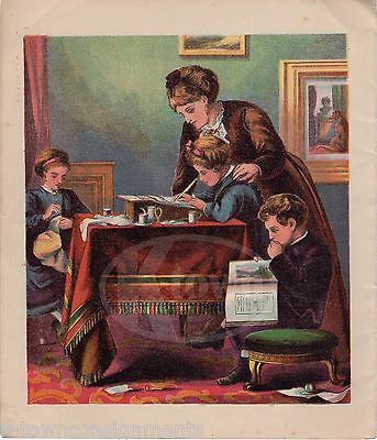 MOTHER TEACHING DAUGHTERS & SON ANTIQUE MOTHER'S DAY POEM GRAPHIC ART PRINT - K-townConsignments
