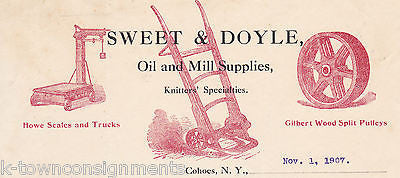 SWEET & DOYLE OIL & MILL SUPPLIES COHOES NY ANTIQUE ENGRAVING STATIONERY 1907 - K-townConsignments