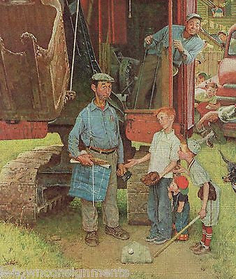 SANDLOT BASEBALL DOZER NORMAN ROCKWELL VINTAGE GRAPHIC POST MAGAZINE COVER PRINT - K-townConsignments