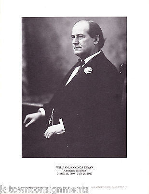 William Jennings Bryan US Politician Vintage Portrait Gallery Poster Photo Print - K-townConsignments