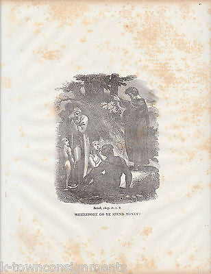 ISAIAH SPENDING OF MONEY ANTIQUE RELIGIOUS BIBLE ENGRAVING PRINT 1834 - K-townConsignments