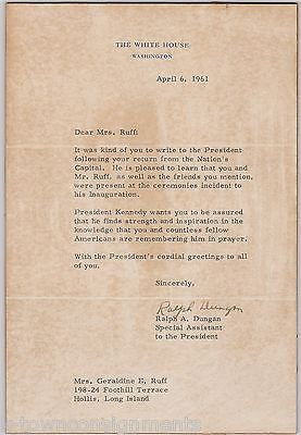 RALPH DUNGAN JOHN KENNEDY JFK SPECIAL ASSISTANT AUTOGRAPH SIGNED MOUNTED LETTER - K-townConsignments