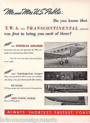 TWA TRANSCONTINENTAL AIRLINE STRATOLINER GRAPHIC ADVERTISING POSTER PRINT 1940 - K-townConsignments