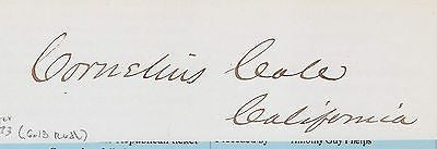 CORNELIUS COLE CALIFORNIA CIVIL WAR CONGRESS ANTIQUE AUTOGRAPH SIGNATURE - K-townConsignments