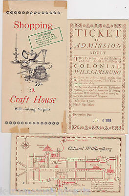 COLONIAL WILLIAMSBURG VIRGINIA VINTAGE ADMISSIONS TICKETS & SOUVENIR BROCHURE - K-townConsignments