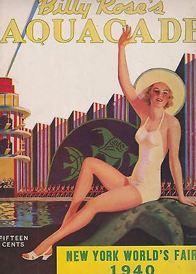 BILLY ROSE'S AQUACADE VINTAGE WATER SHOW GRAPHIC ADVERTISING PHOTO SOUVENIR BOOK - K-townConsignments