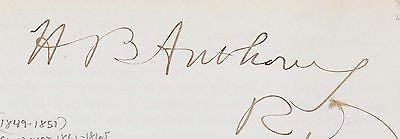 HENRY B. ANTHONY RHODE ISLAND GOVERNOR ANTIQUE AUTOGRAPH SIGNATURE - K-townConsignments