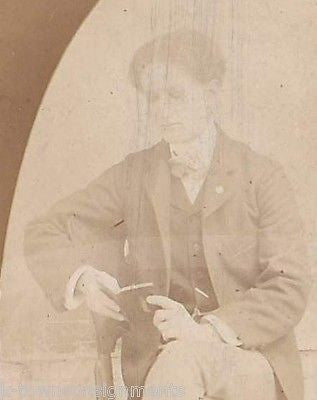 HANDSOME YOUNG MAN READING A BOOK FOR CAMERA ANTIQUE PHOTO ON BOARD - K-townConsignments