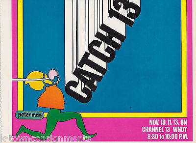 CATCH 13 WNDT TV PROGRAM PROMO VINTAGE PETER MAX GRAPHIC ART POSTER PRINT - K-townConsignments