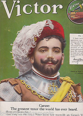 CARUSO VASCO DI GAMA ACTOR VINTAGE VICTOR RECORDS GRAPHIC AD POSTER PRINT 1910 - K-townConsignments