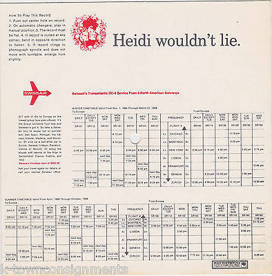 HEIDI WOULDN'T LIE VINTAGE SWISS AIR AIRLINE VINTAGE CBS PROMOTIONAL RECORD - K-townConsignments