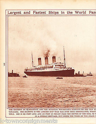MAJESTIC & MAURETANIA WORLDS FASTEST SHIPS VINTAGE NEWS PHOTO POSTER PRINT 1921 - K-townConsignments