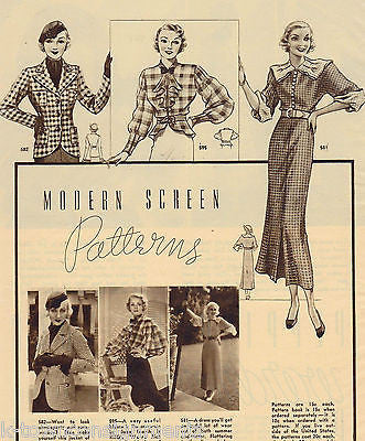 ANN SOTHERN JEAN MARSH VINTAGE MOVIE CLOTHING FASHIONS ADVERTISING PRINT 1935 - K-townConsignments