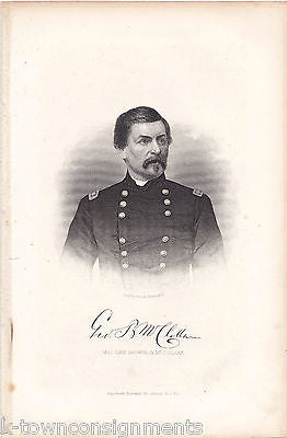 CIVIL WAR GENERAL GEORGE McCLELLAN FACSIMILE AUTOGRAPH ANTIQUE ENGRAVING PRINT - K-townConsignments